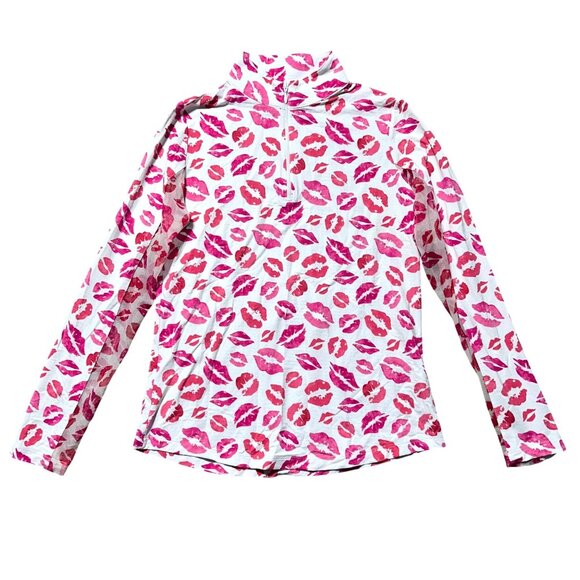 IBKUL Womens Sz S KISS ME KATE HOT PINK Long Sleeve Mock Golf Shirt - Picture 1 of 8